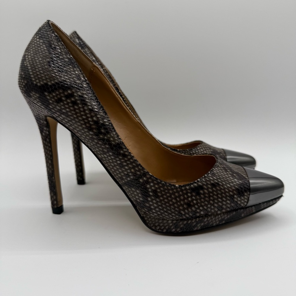 Steve Madden P- Sno Python Metal Cap Toe Pumps Si… - image 1
